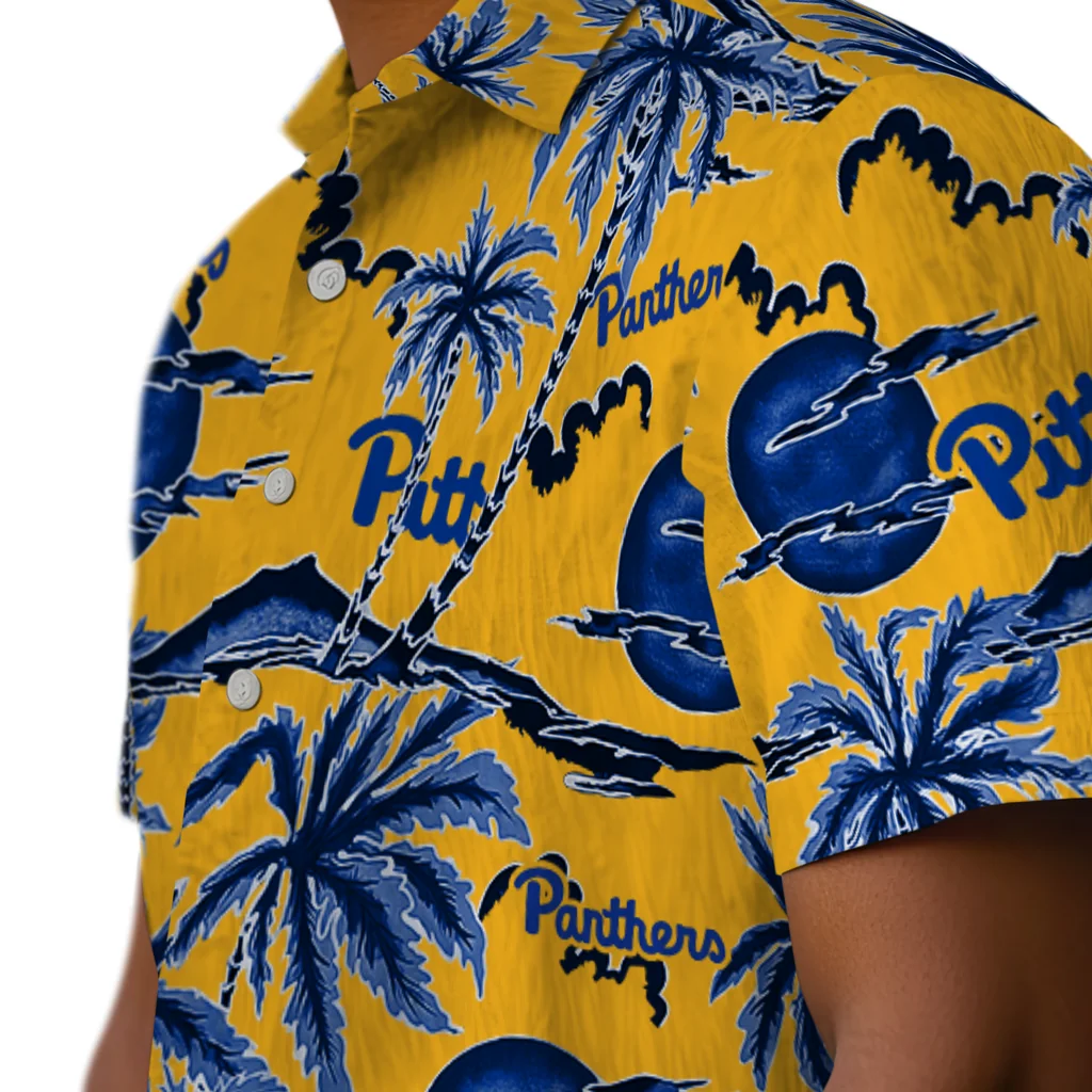 Pittsburgh Panthers Hawaiian Shirt - Palm Sunset pittsburgh panthers palm sunset hawaiian shirts trendy