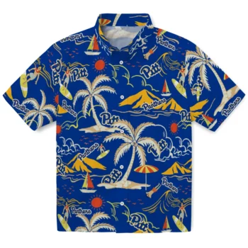 pittsburgh panthers palm tree island royal blue hawaiian shirts best selling