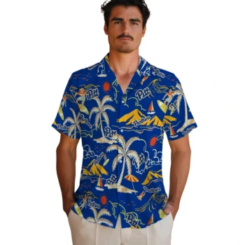 pittsburgh panthers palm tree island royal blue hawaiian shirts fashion forward