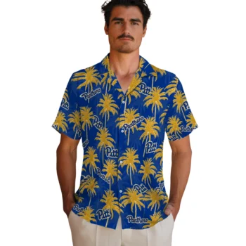 pittsburgh panthers palm grove royal blue hawaiian shirts fashion forward