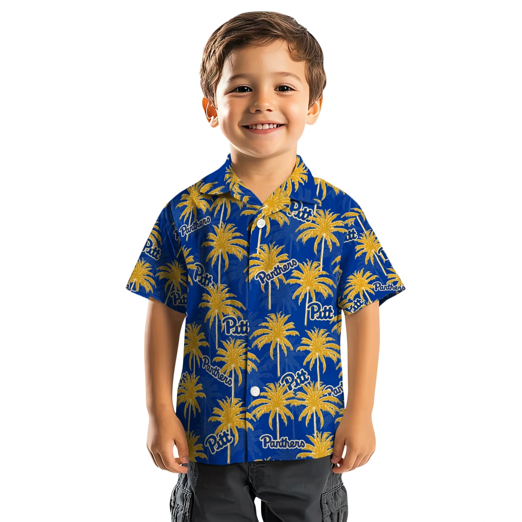 Pittsburgh Panthers Hawaiian Shirt - Palm Tree Motif pittsburgh panthers palm grove royal blue hawaiian shirts top rated