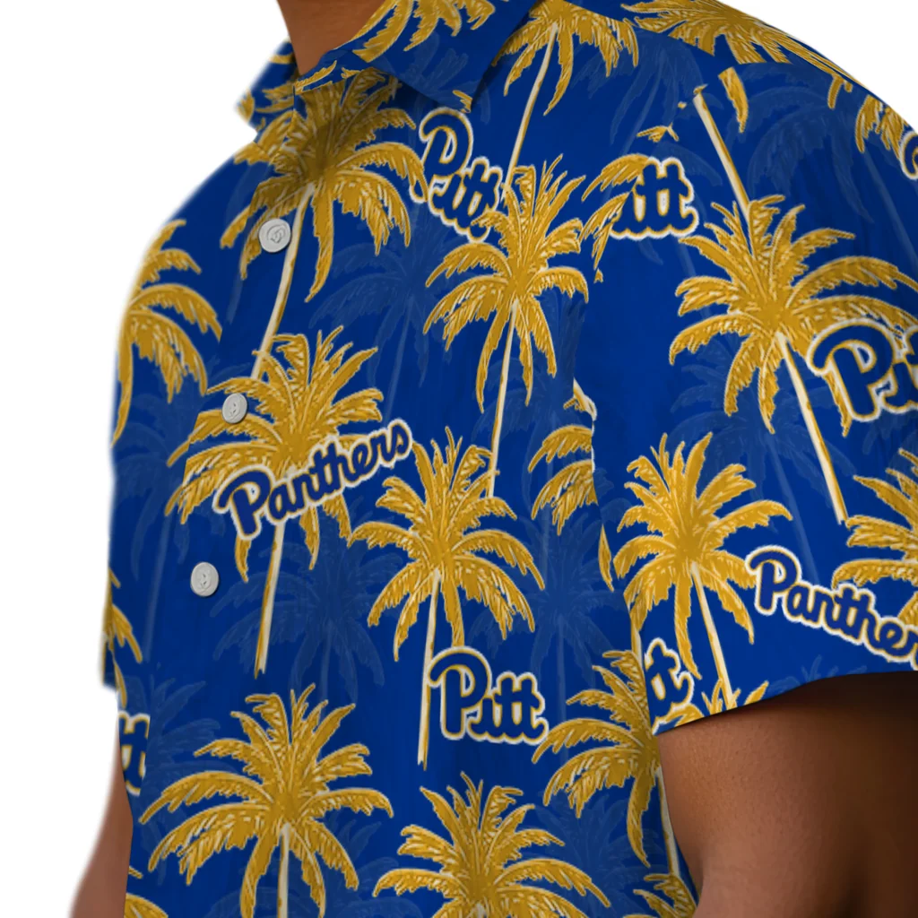 Pittsburgh Panthers Hawaiian Shirt - Palm Tree Motif pittsburgh panthers palm grove royal blue hawaiian shirts trendy