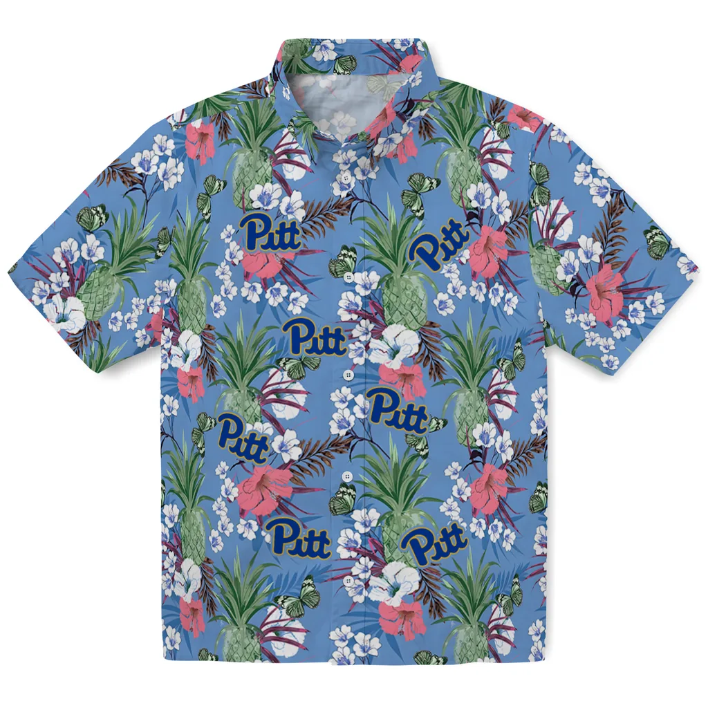 Pittsburgh Panthers Hawaiian Shirt - Pineapple Bouquet pittsburgh panthers pineapple bouquet best sky blue hawaiian shirts best selling