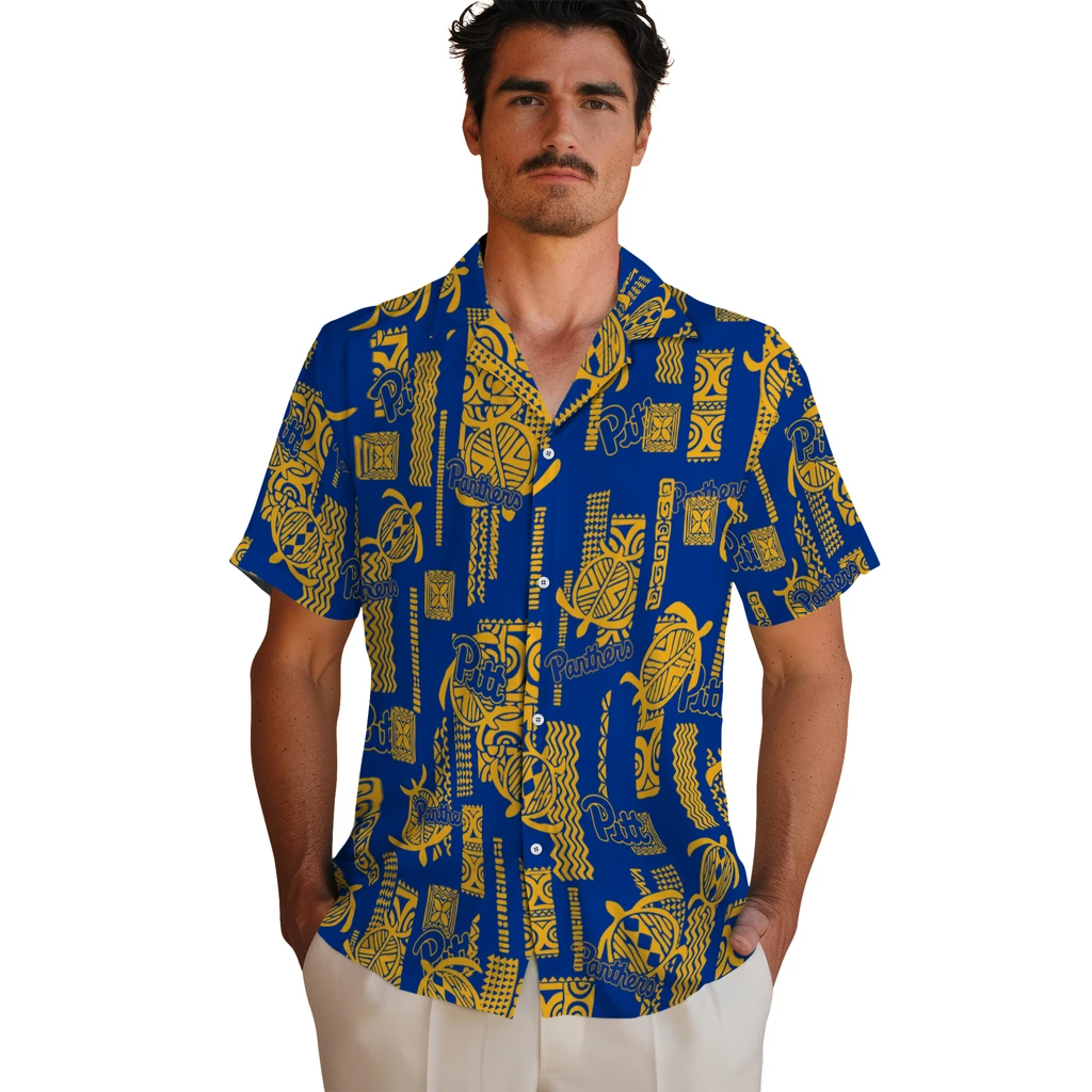Pittsburgh Panthers Hawaiian Shirt - Turtle Lines pittsburgh panthers turtle lines royal blue hawaiian shirts fashion forward