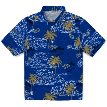 pittsburgh panthers wave palm royal blue hawaiian shirts best selling