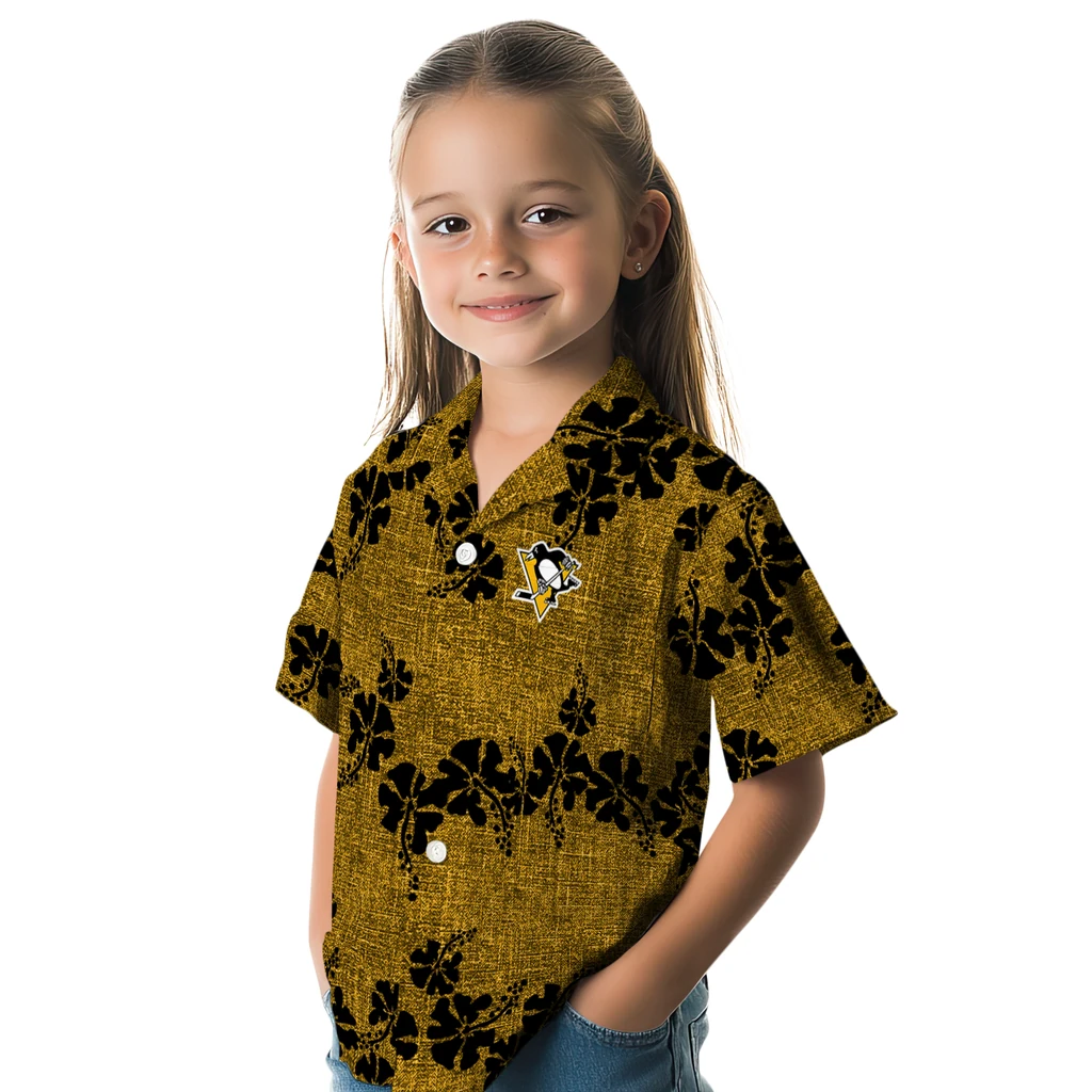 Pittsburgh Penguins Hawaiian Shirt - 50th State Flower pittsburgh penguins hibiscus petals yellow hawaiian shirts premium grade