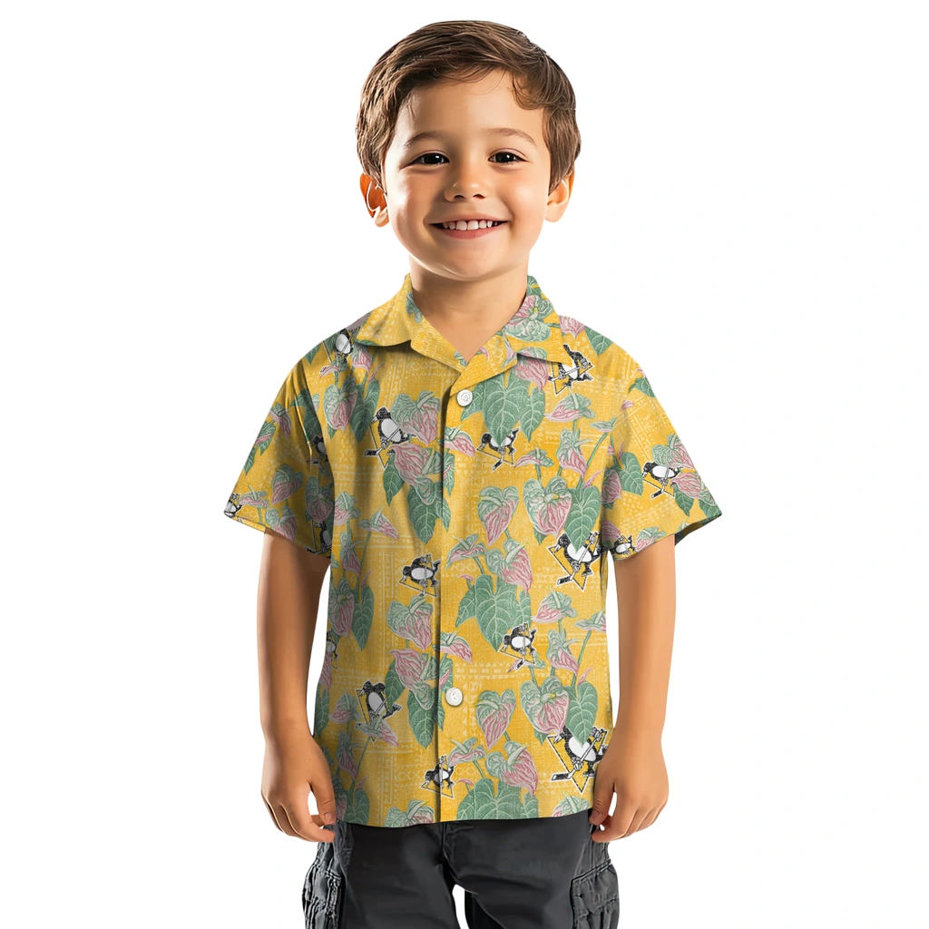 Pittsburgh Penguins Hawaiian Shirt - Anthurium Overlay pittsburgh penguins anthurium overlay yellow hawaiian shirts top rated