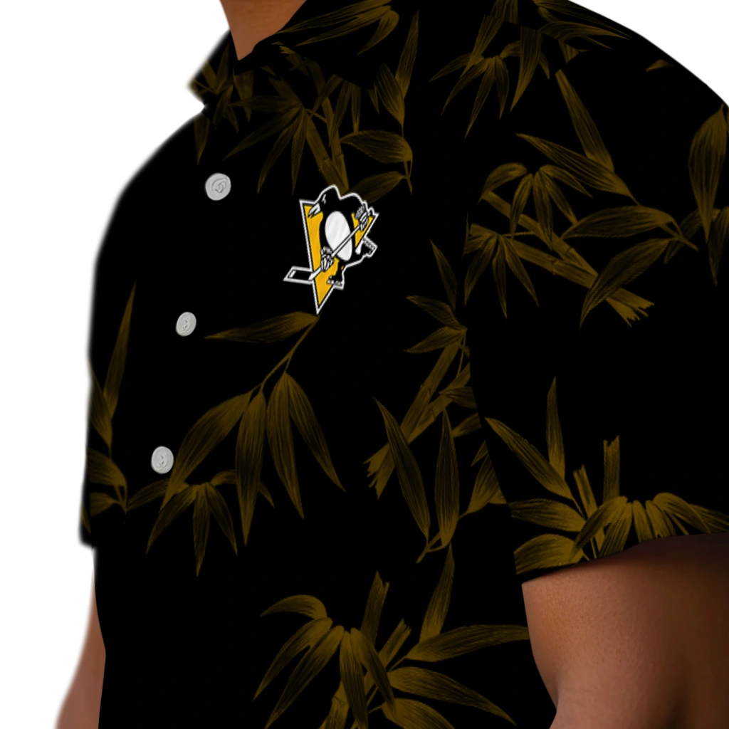 Pittsburgh Penguins Hawaiian Shirt - Bamboo Branches pittsburgh penguins bamboo branches yellow black hawaiian shirts trendy