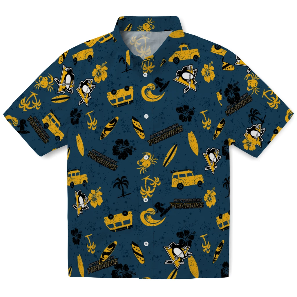Pittsburgh Penguins Hawaiian Shirt - Beach Vibe pittsburgh penguins beach vibe navy hawaiian shirts best selling