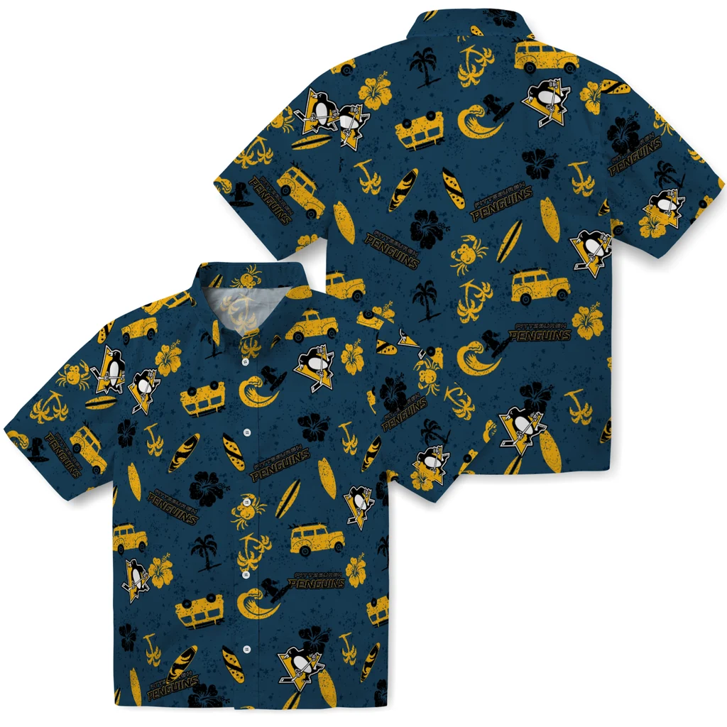 Pittsburgh Penguins Hawaiian Shirt - Beach Vibe pittsburgh penguins beach vibe navy hawaiian shirts high quality