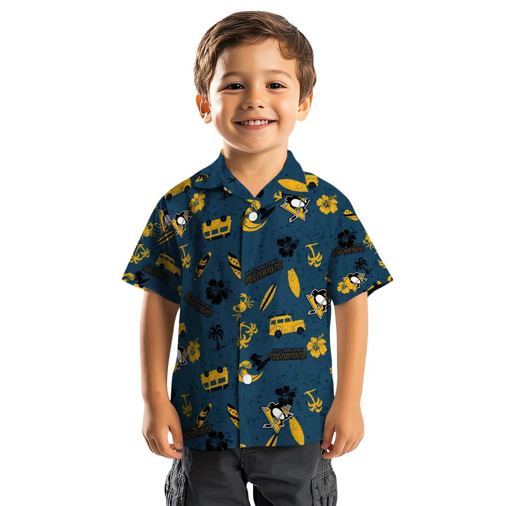 Pittsburgh Penguins Hawaiian Shirt - Beach Vibe pittsburgh penguins beach vibe navy hawaiian shirts top rated