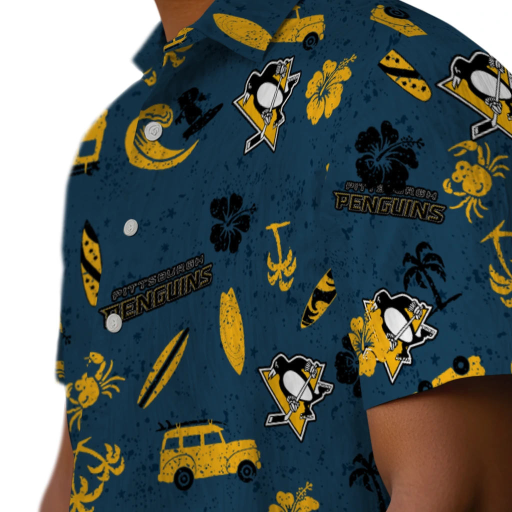 Pittsburgh Penguins Hawaiian Shirt - Beach Vibe pittsburgh penguins beach vibe navy hawaiian shirts trendy
