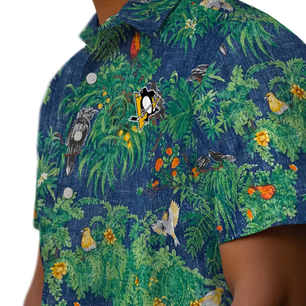 Pittsburgh Penguins Hawaiian Shirt - Bird Canopy pittsburgh penguins bird canopy green hawaiian shirts trendy