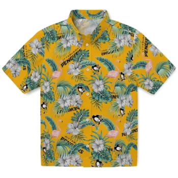 pittsburgh penguins flamingo palms yellow hawaiian shirts best selling