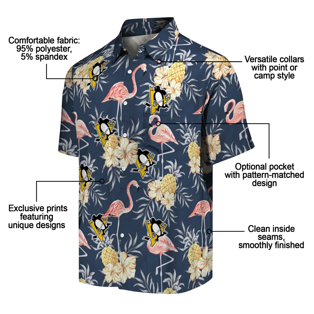 Pittsburgh Penguins Hawaiian Shirt - Flamingo Hibiscus pittsburgh penguins flamingo hibiscus navy hawaiian shirts new arrival