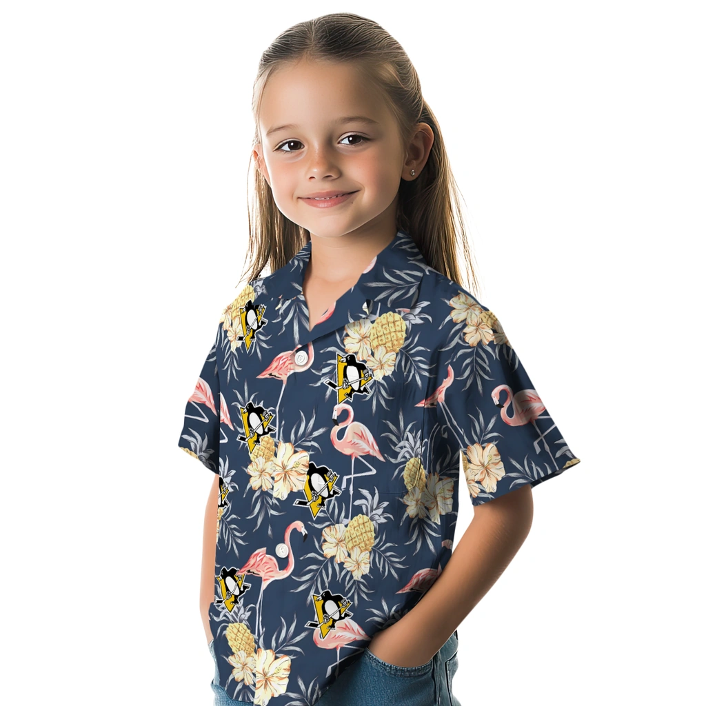 Pittsburgh Penguins Hawaiian Shirt - Flamingo Hibiscus pittsburgh penguins flamingo hibiscus navy hawaiian shirts premium grade