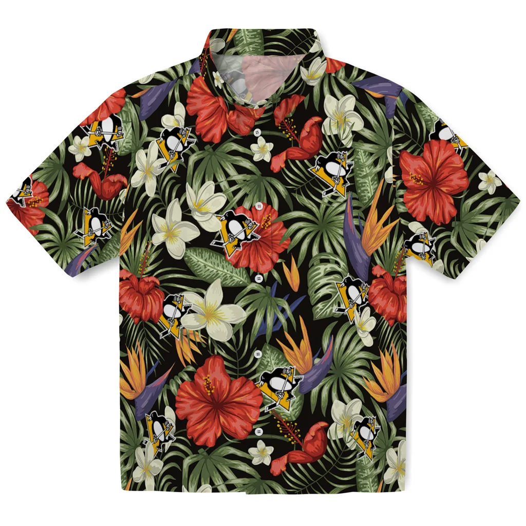 Pittsburgh Penguins Hawaiian Shirt - Hawaii Floral Hibiscus pittsburgh penguins hibiscus bird hawaiian shirts best selling