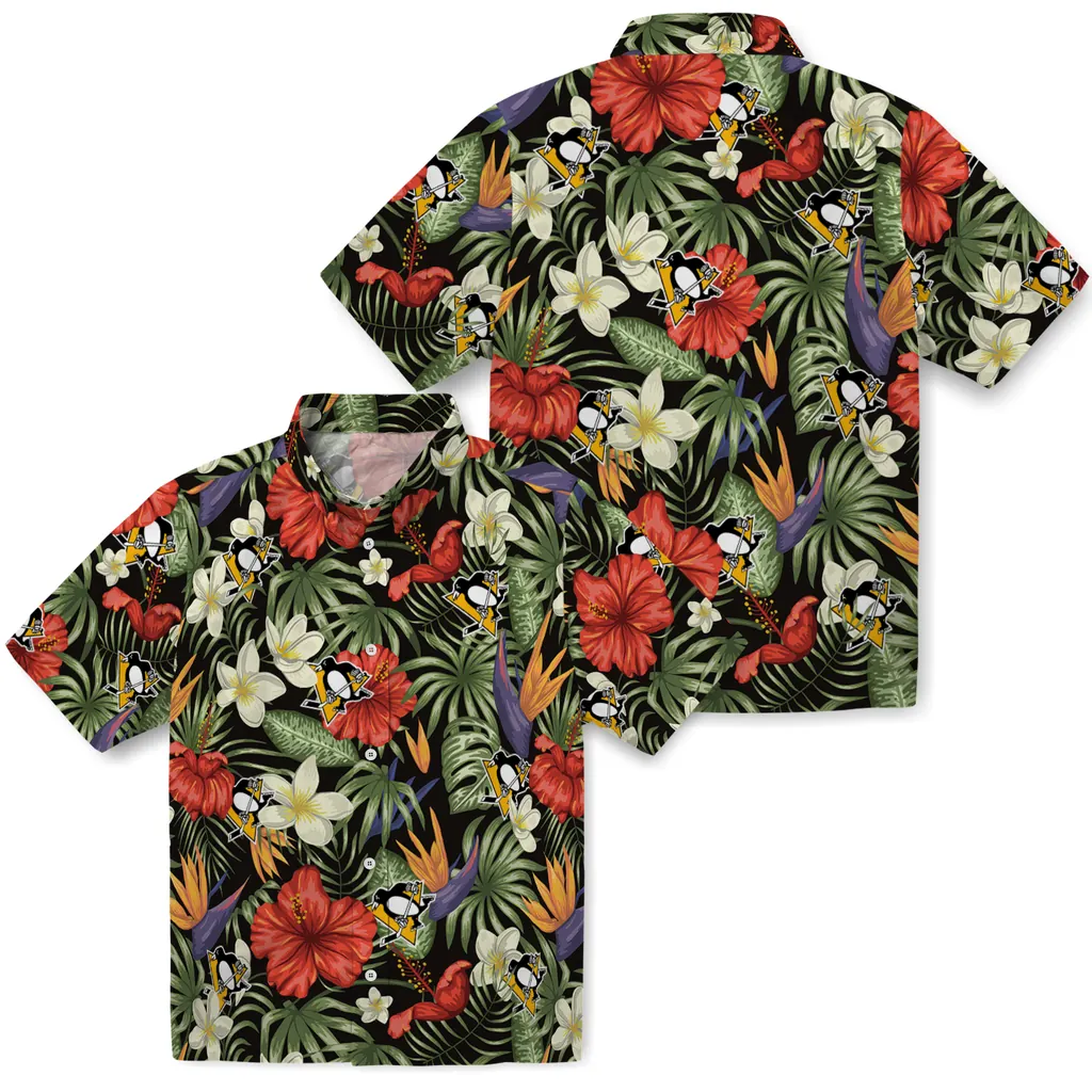 Pittsburgh Penguins Hawaiian Shirt - Hawaii Floral Hibiscus pittsburgh penguins hibiscus bird hawaiian shirts high quality