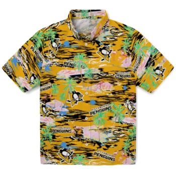 pittsburgh penguins flamingo retreat yellow hawaiian shirts best selling