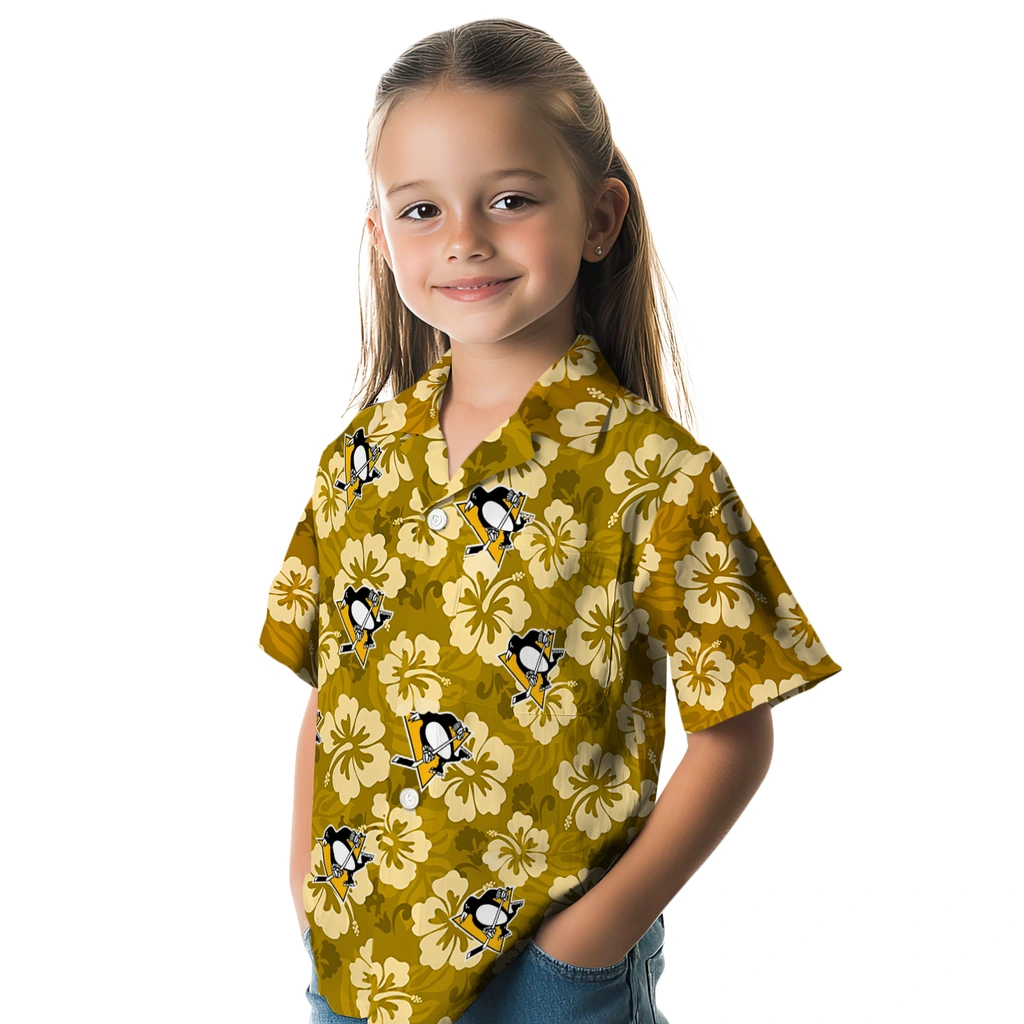 Pittsburgh Penguins Hawaiian Shirt - Hibiscus Cluster pittsburgh penguins hibiscus cluster yellow hawaiian shirts premium grade