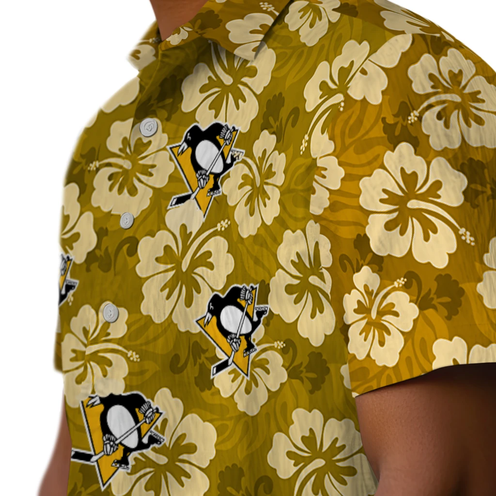 Pittsburgh Penguins Hawaiian Shirt - Hibiscus Cluster pittsburgh penguins hibiscus cluster yellow hawaiian shirts trendy