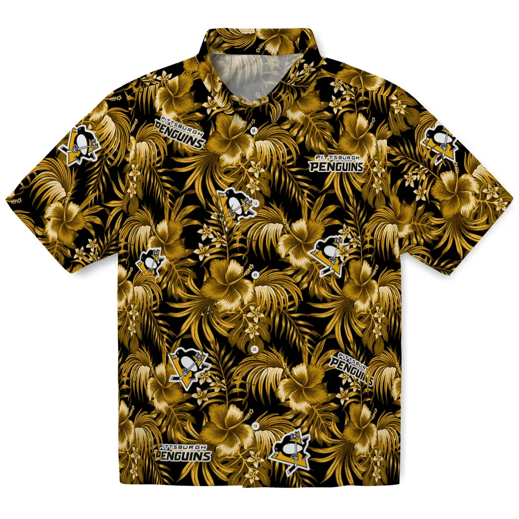 Pittsburgh Penguins Hawaiian Shirt - Hibiscus Exotic pittsburgh penguins hibiscus exotic yellow hawaiian shirts best selling