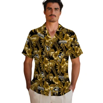 pittsburgh penguins hibiscus exotic yellow hawaiian shirts fashion forward