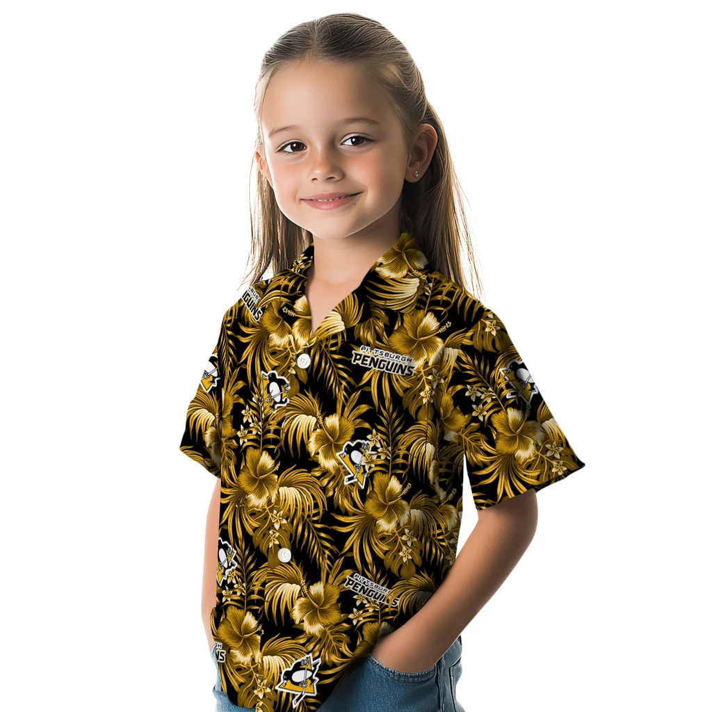 Pittsburgh Penguins Hawaiian Shirt - Hibiscus Exotic pittsburgh penguins hibiscus exotic yellow hawaiian shirts premium grade