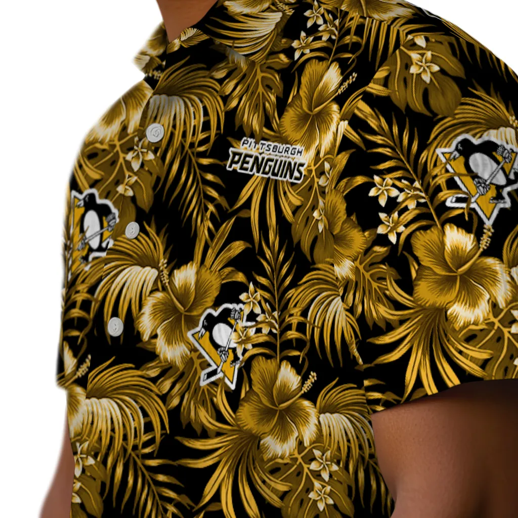 Pittsburgh Penguins Hawaiian Shirt - Hibiscus Exotic pittsburgh penguins hibiscus exotic yellow hawaiian shirts trendy