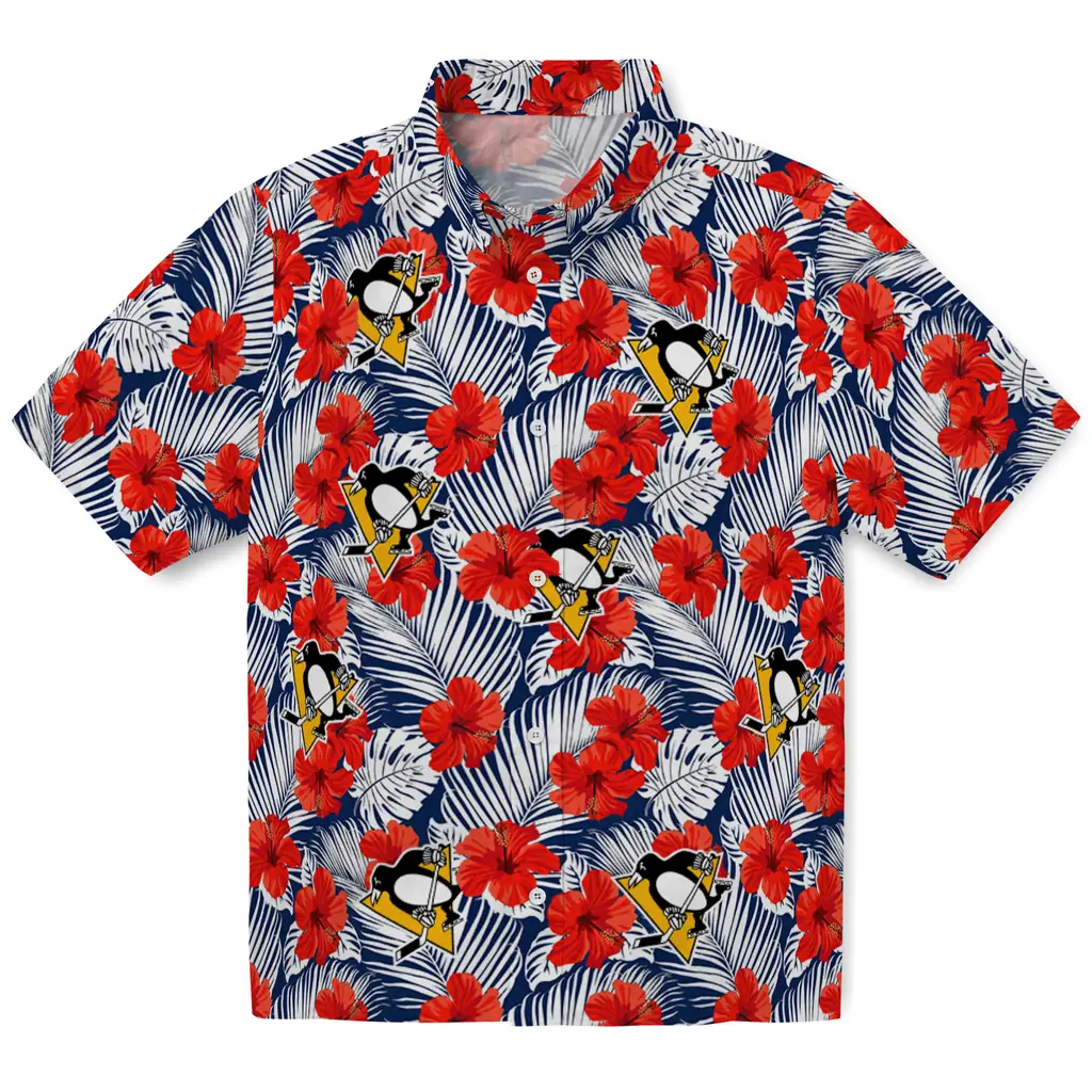 Pittsburgh Penguins Hawaiian Shirt - Hibiscus Fiesta pittsburgh penguins hibiscus fiesta red royal blue hawaiian shirts best selling