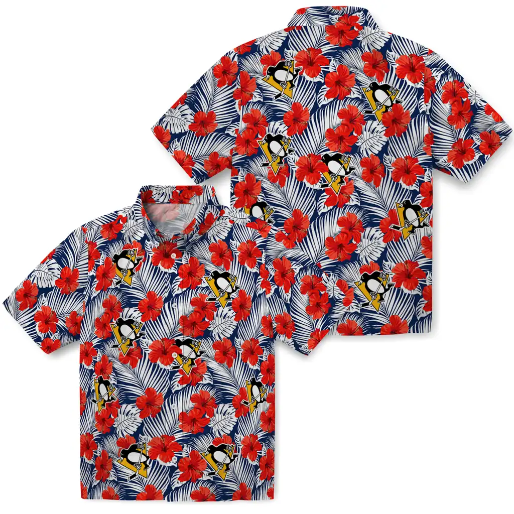 Pittsburgh Penguins Hawaiian Shirt - Hibiscus Fiesta pittsburgh penguins hibiscus fiesta red royal blue hawaiian shirts high quality