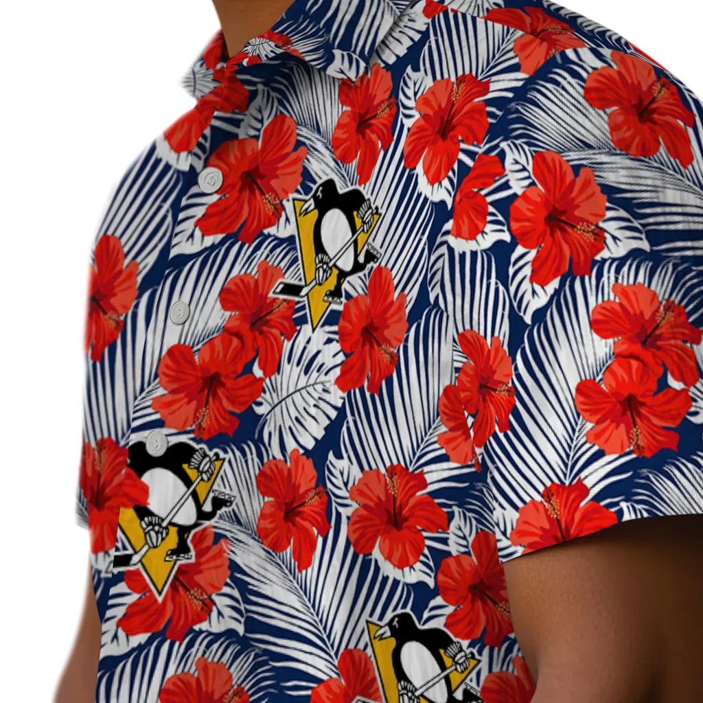 Pittsburgh Penguins Hawaiian Shirt - Hibiscus Fiesta pittsburgh penguins hibiscus fiesta red royal blue hawaiian shirts trendy