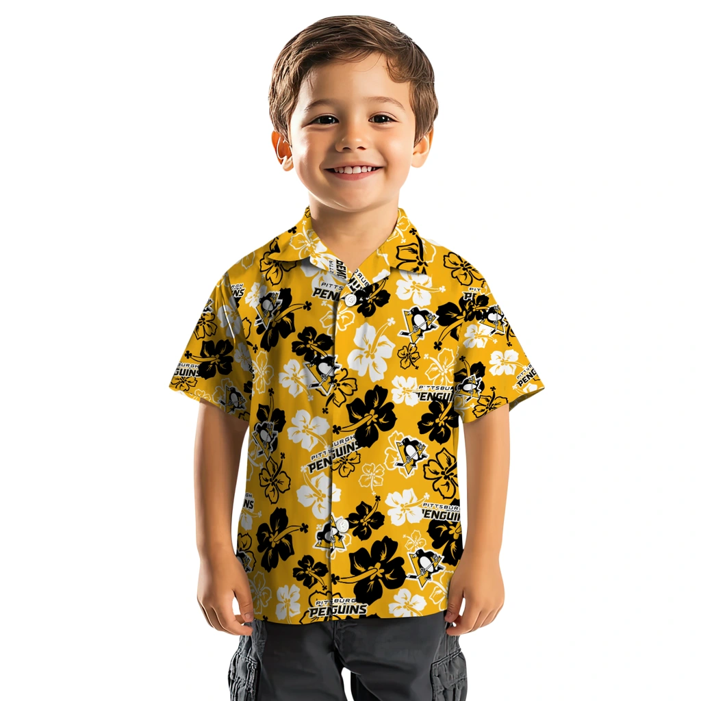 Pittsburgh Penguins Hawaiian Shirt - Hibiscus Flower Design pittsburgh penguins hibiscus bloom yellow hawaiian shirts top rated