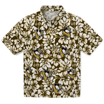 pittsburgh penguins hibiscus motif yellow white hawaiian shirts best selling