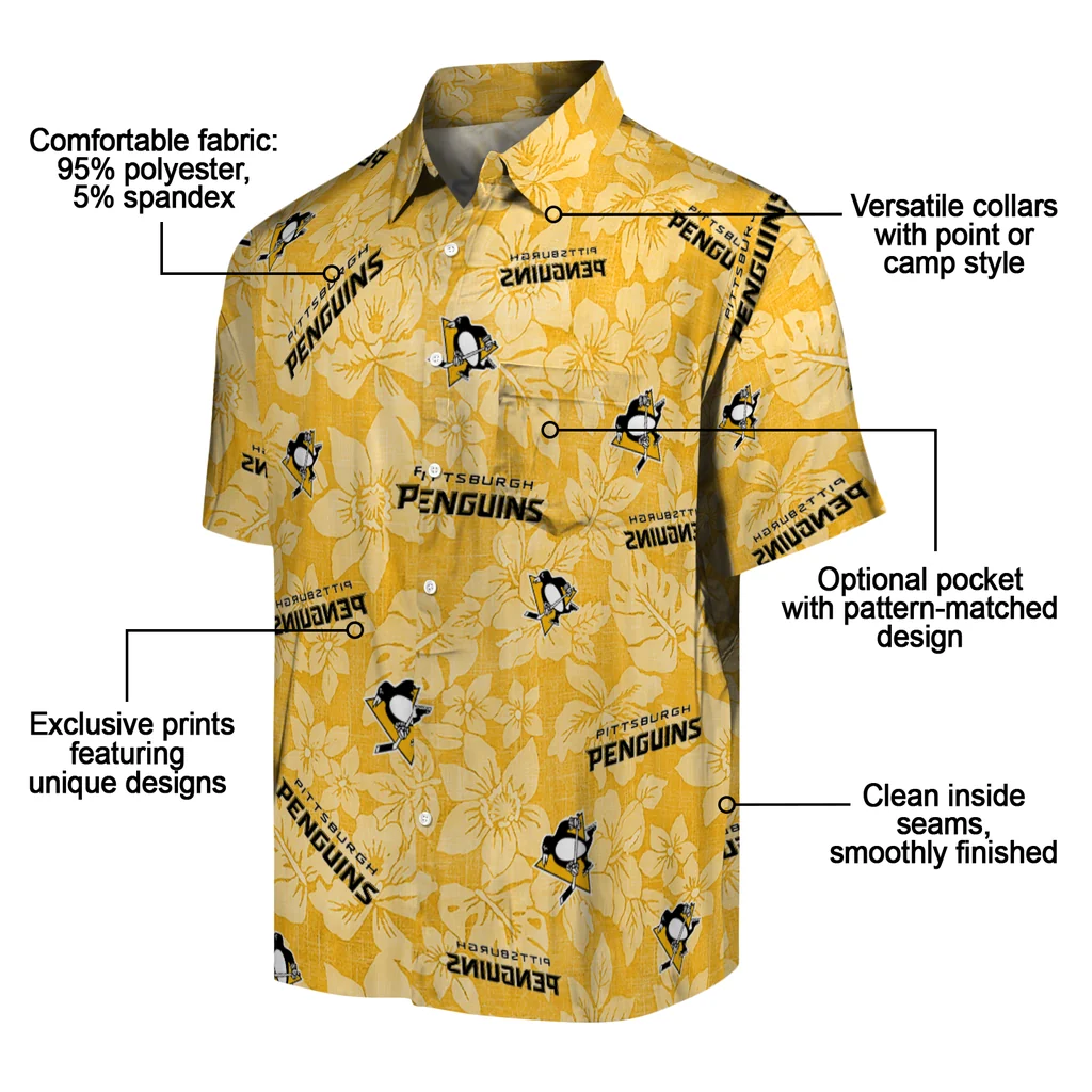 Pittsburgh Penguins Hawaiian Shirt - Hibiscus Oasis pittsburgh penguins hibiscus oasis yellow hawaiian shirts new arrival