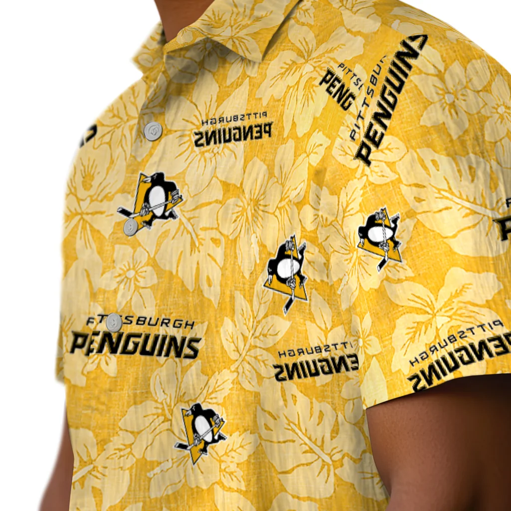 Pittsburgh Penguins Hawaiian Shirt - Hibiscus Oasis pittsburgh penguins hibiscus oasis yellow hawaiian shirts trendy