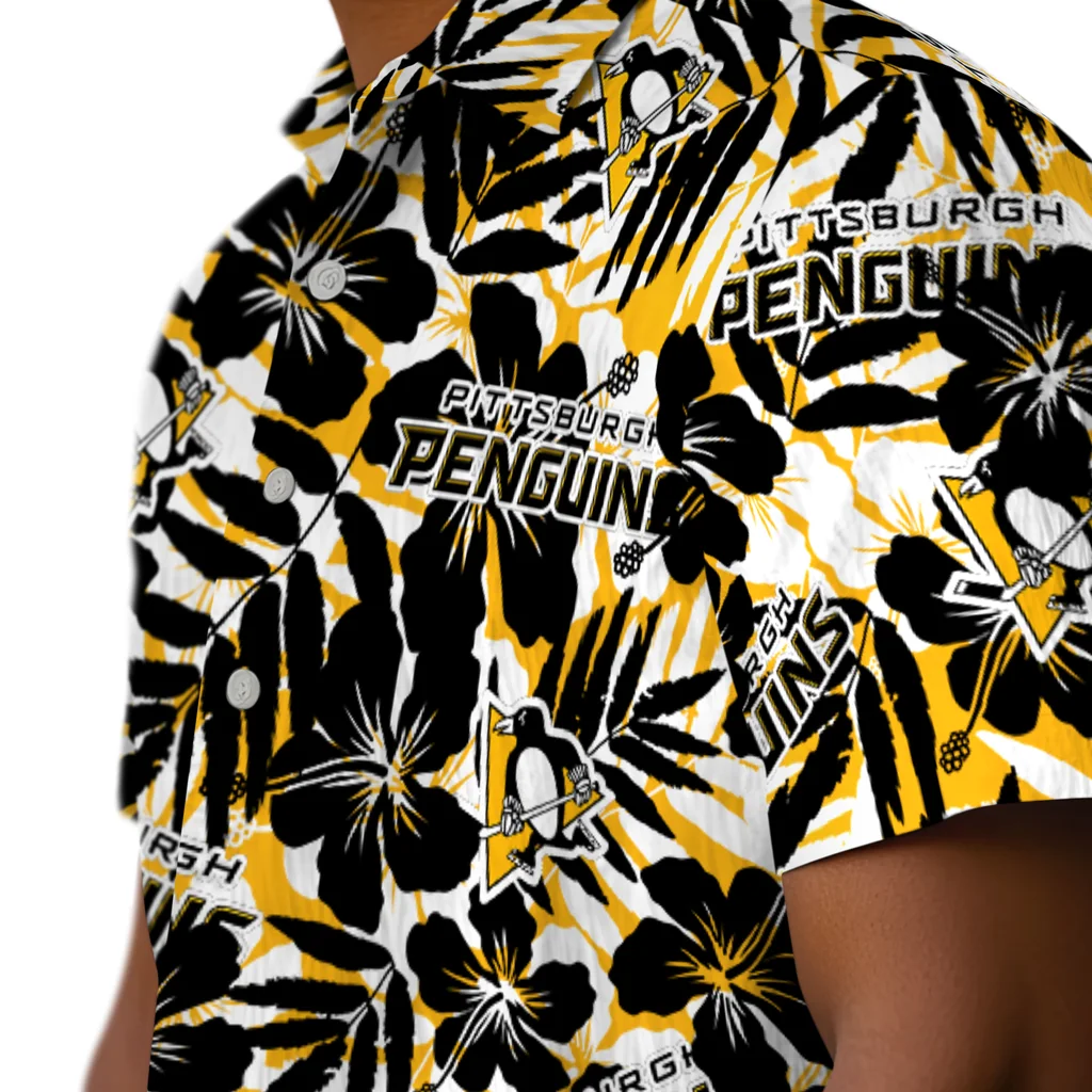 Pittsburgh Penguins Hawaiian Shirt - Hibiscus Overlay pittsburgh penguins hibiscus overlay hawaiian shirts trendy