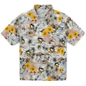 pittsburgh penguins hibiscus seaside white hawaiian shirts best selling