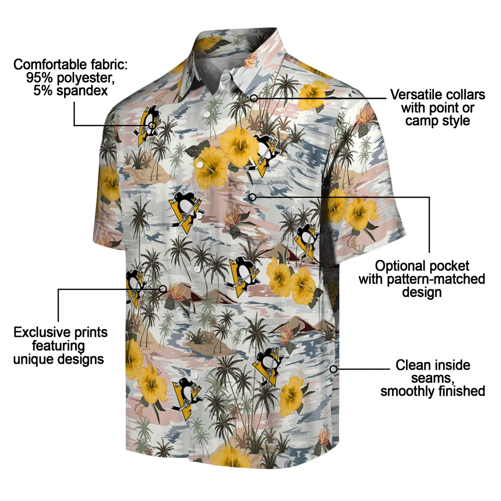 Pittsburgh Penguins Hawaiian Shirt - Hibiscus Seaside pittsburgh penguins hibiscus seaside white hawaiian shirts new arrival
