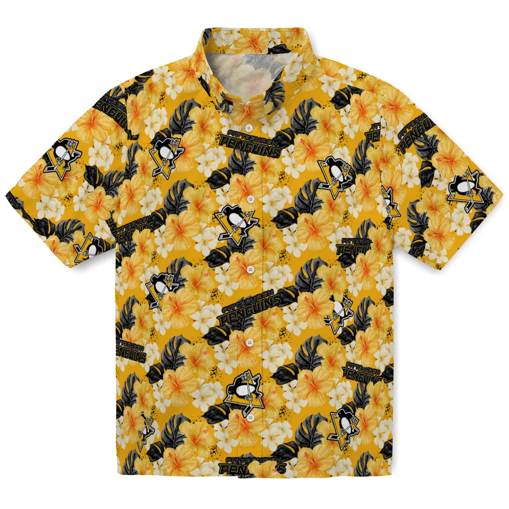 Pittsburgh Penguins Hawaiian Shirt - Hibiscus Tropics pittsburgh penguins hibiscus tropics yellow hawaiian shirts best selling
