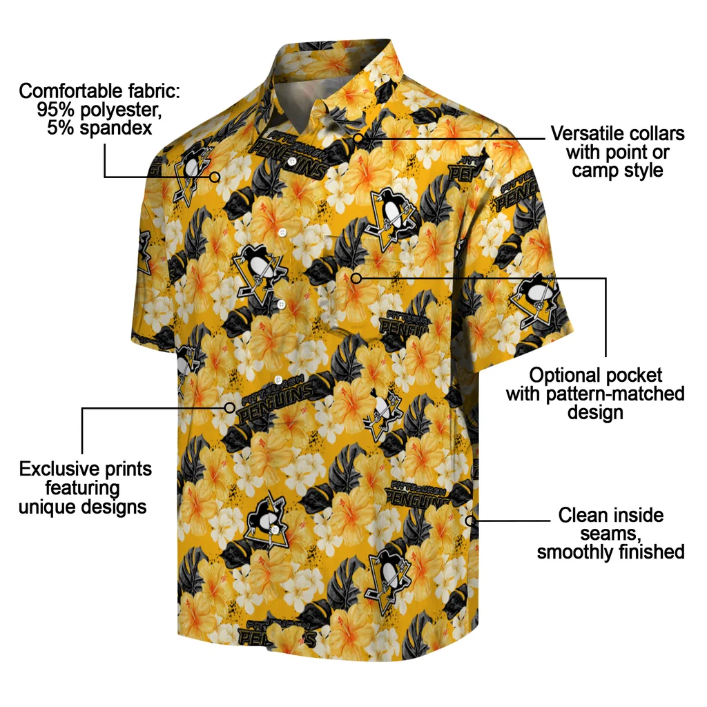 Pittsburgh Penguins Hawaiian Shirt - Hibiscus Tropics pittsburgh penguins hibiscus tropics yellow hawaiian shirts new arrival