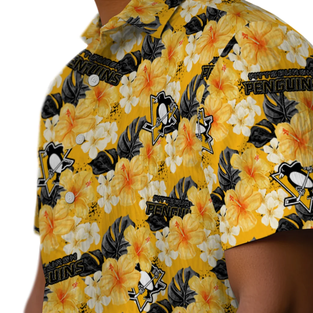 Pittsburgh Penguins Hawaiian Shirt - Hibiscus Tropics pittsburgh penguins hibiscus tropics yellow hawaiian shirts trendy