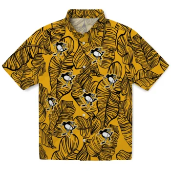 pittsburgh penguins leaf outline yellow hawaiian shirts best selling