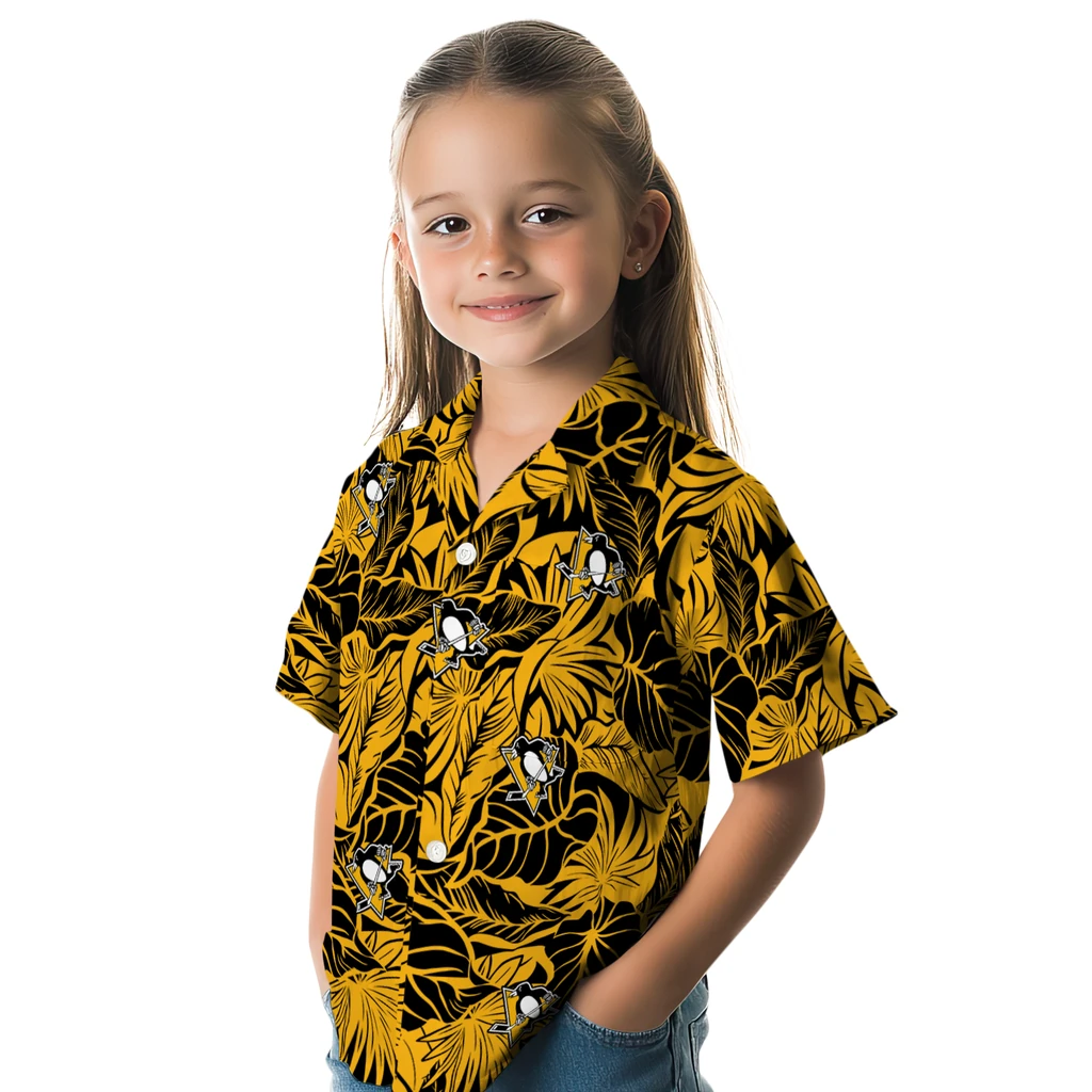 Pittsburgh Penguins Hawaiian Shirt - Monstera Layer pittsburgh penguins monstera layer yellow hawaiian shirts premium grade