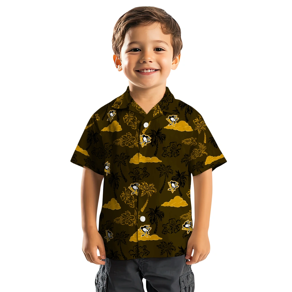 Pittsburgh Penguins Hawaiian Shirt - Palm And Clouds pittsburgh penguins palm and clouds yellow hawaiian shirts top rated