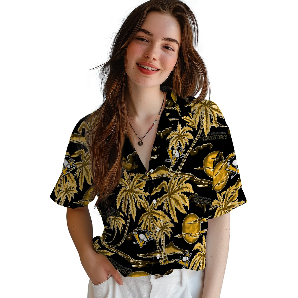 Pittsburgh Penguins Hawaiian Shirt - Palm Sunset pittsburgh penguins palm sunset hawaiian shirts latest model