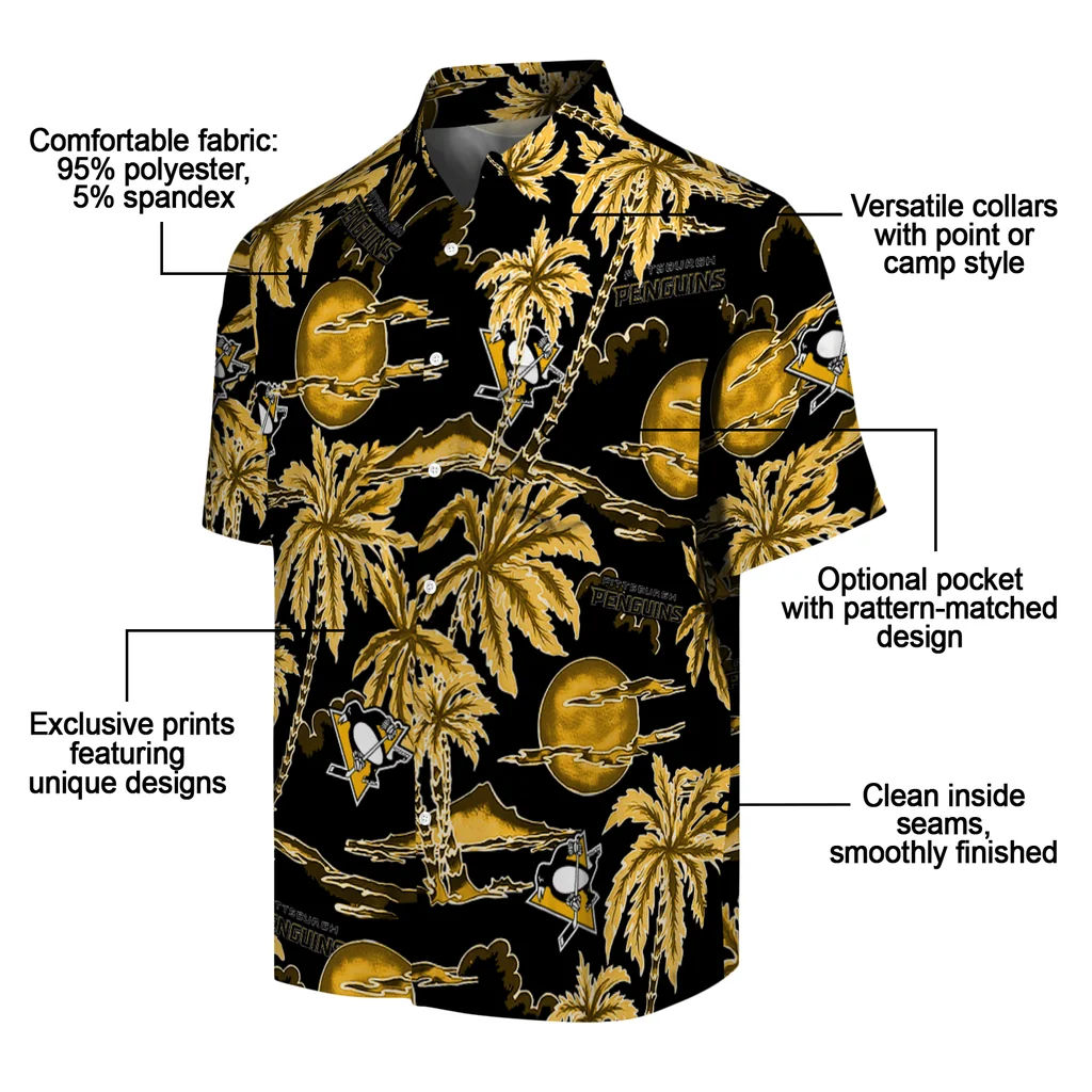 Pittsburgh Penguins Hawaiian Shirt - Palm Sunset pittsburgh penguins palm sunset hawaiian shirts new arrival