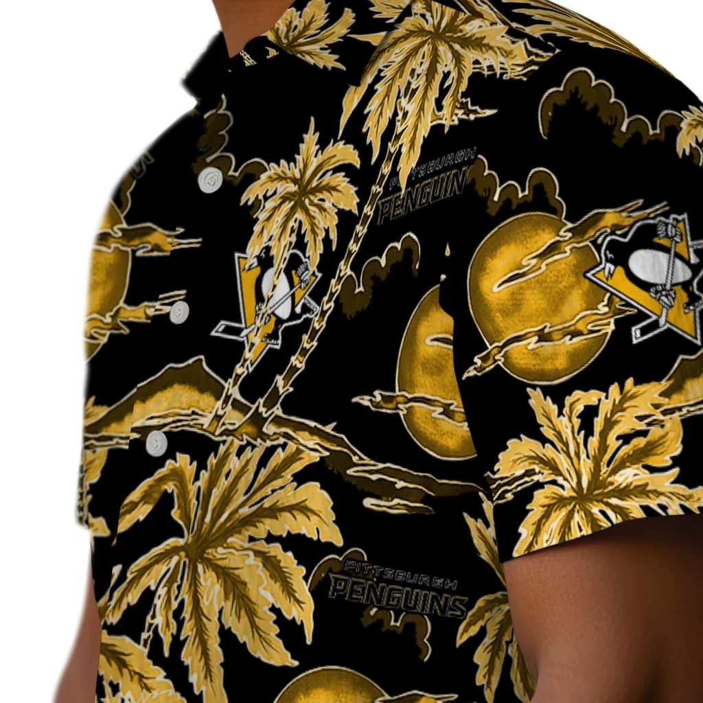 Pittsburgh Penguins Hawaiian Shirt - Palm Sunset pittsburgh penguins palm sunset hawaiian shirts trendy