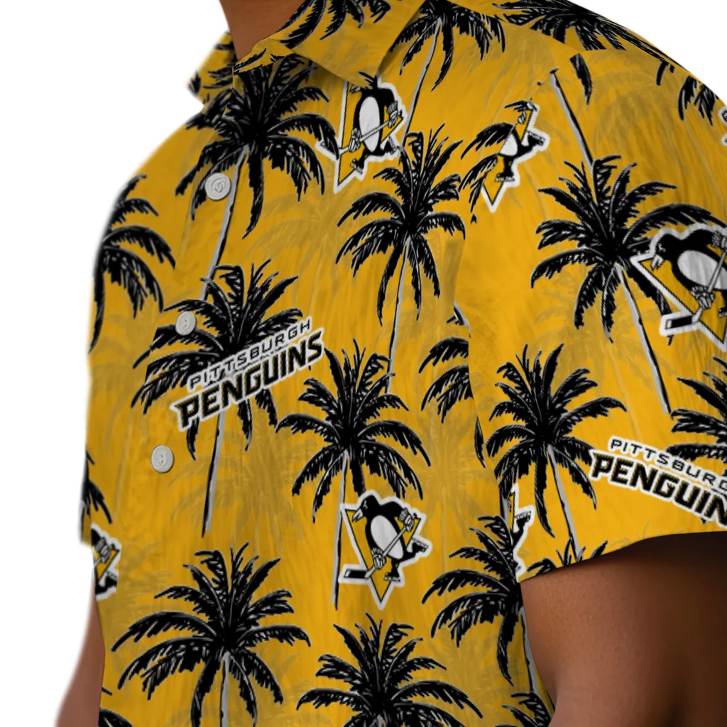 Pittsburgh Penguins Hawaiian Shirt - Palm Tree Motif pittsburgh penguins palm grove yellow hawaiian shirts trendy