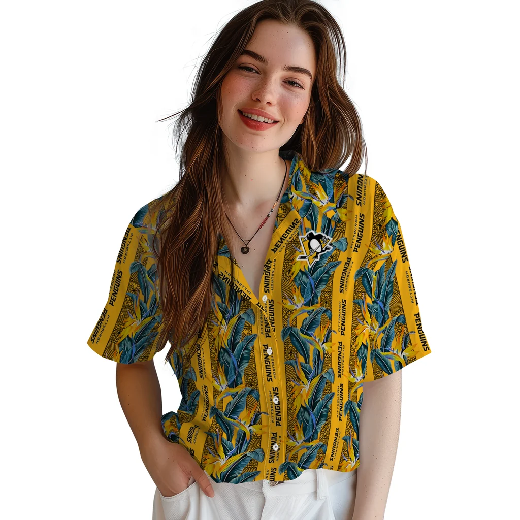 Pittsburgh Penguins Hawaiian Shirt - Paradise Vines pittsburgh penguins paradise vines yellow hawaiian shirts latest model